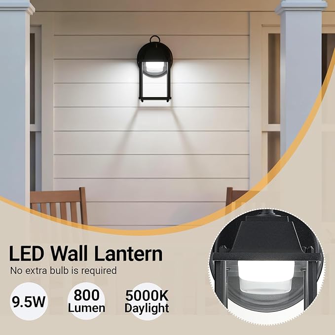 LIT-PaTH Outdoor LED Wall Lantern, Wall Sconce as Porch Lighting Fixture - Image 3