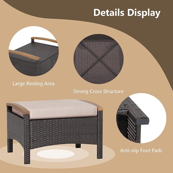 RELAX4LIFE Outdoor Wicker Ottomans - Image 6