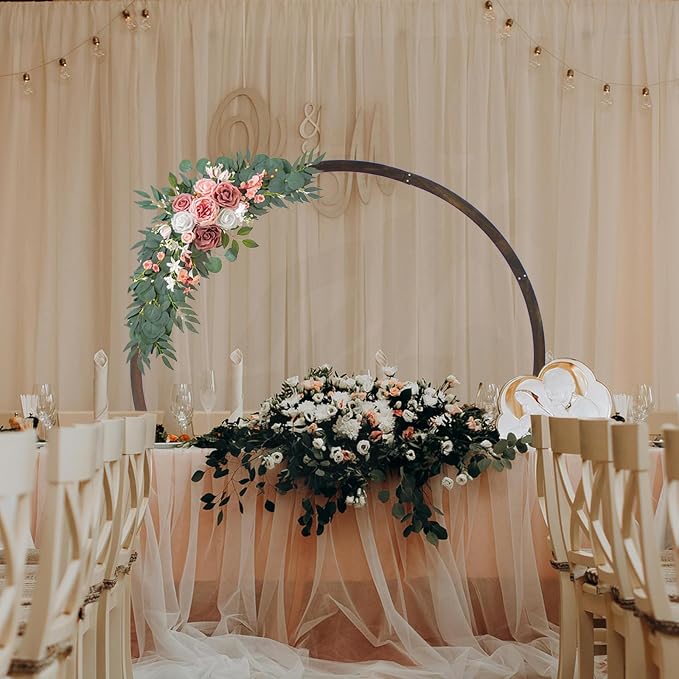 7.5FT Circle Wood Arch for Wedding Ceremony Arbor Backdrop Stand for Garden - Image 5