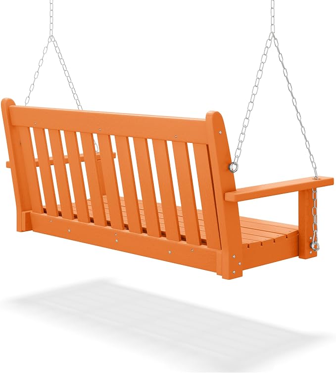 COSTAELM Paradise Outdoor Patio HDPE Hanging Front Porch Swing Bench - Image 4