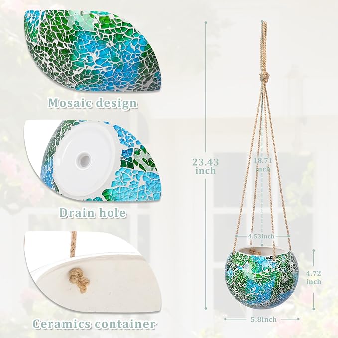 Hanging Planter Mosaic Garden Pot Small Flower Pot - Image 7