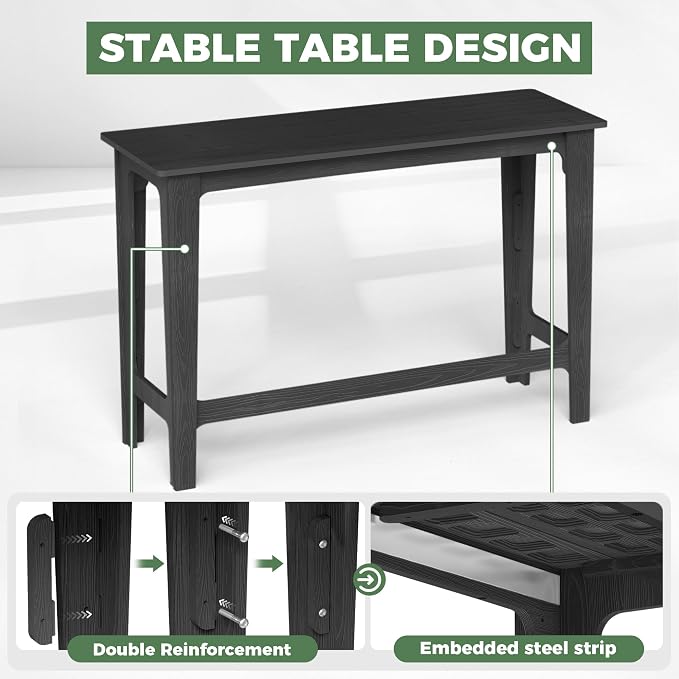 Outdoor Patio Bar Height Table and Tall Stools Set of 2, All-Weather HDPE High - Image 7
