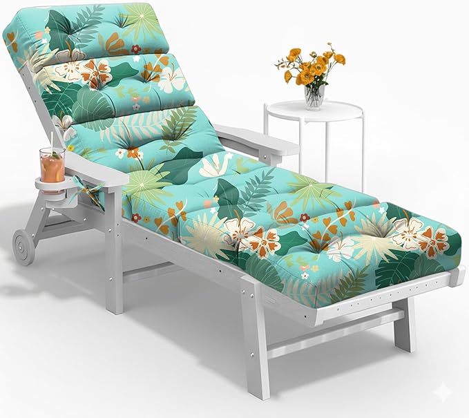 All Weather Chaise Lounge Cushions Outdoor 74.4 x 22 x 4 Inches Lounge Chair by Tycdiose