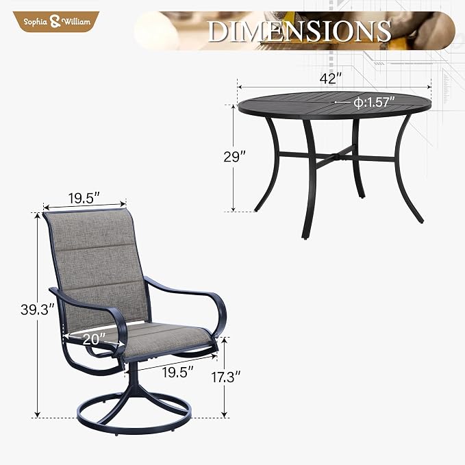 Sophia & William Patio Sets 5 Pieces Patio Dining Set - Image 7