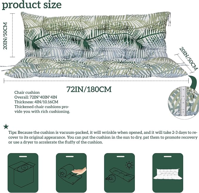 Outside Benches Cushion with Backrest, Thicken Waterproof Swing Cushions 2/3 - Image 5