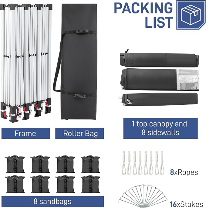 Outvita 10x30ft Ez Pop Up Canopy, Portable Instant Canopy Tent - Image 6