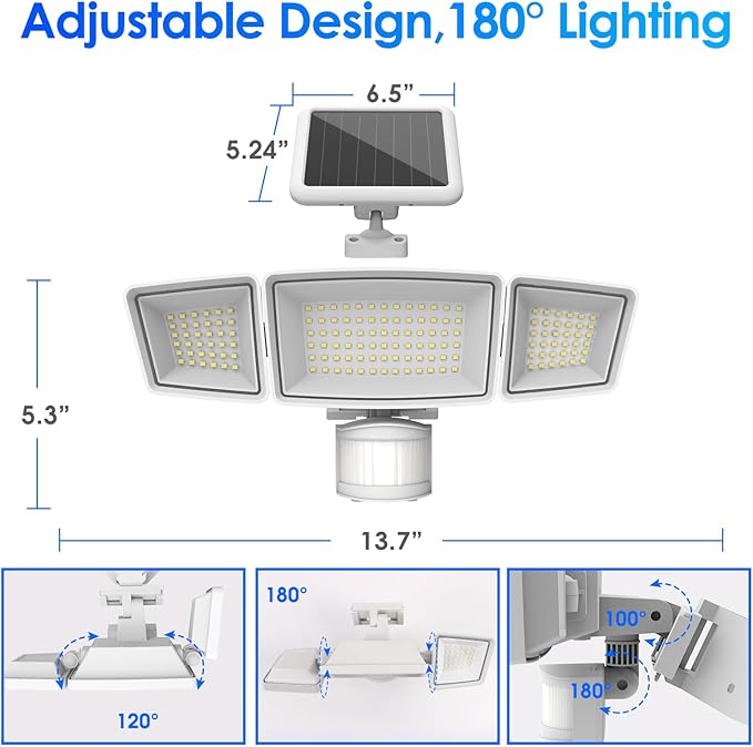 Energetic Solar Outdoor Lights, 1800LM 192 LED Security Motion Sensor Outdoor - Image 6