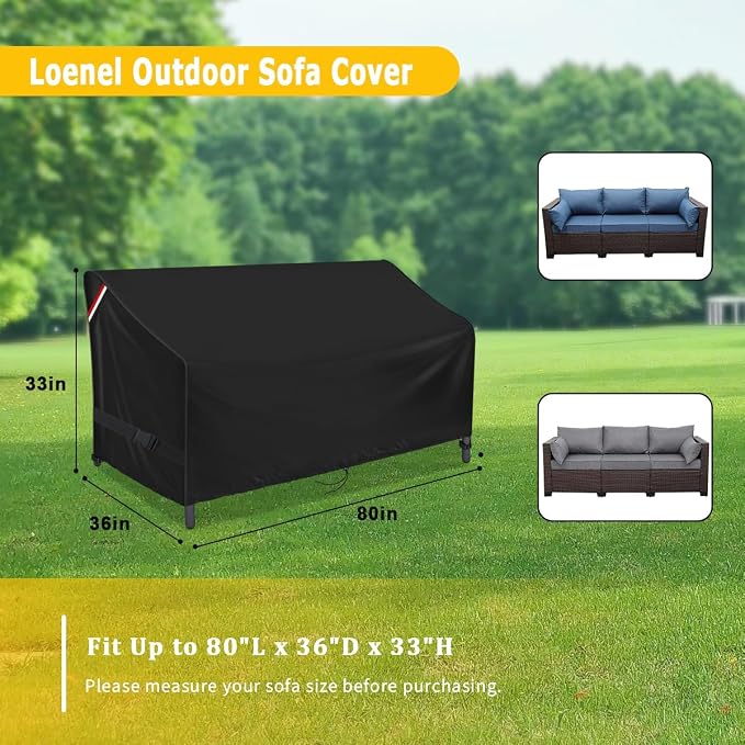 Outdoor Sofa Cover, 80 Inch Waterproof 3-Seater Bench Covers - Image 2