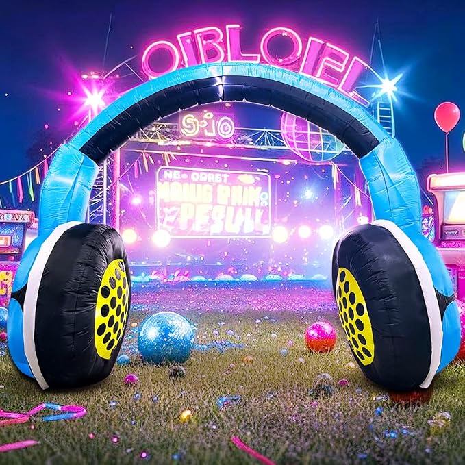 80's 90's Party Decoration 10FT Inflatable Headphones Archway Party Decorations - Image 6