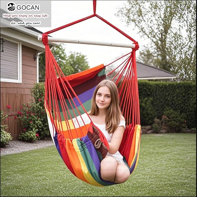 Hammock Chair Large Hammock Swing, 110 x 150cm Load 150kg, Cotton Hammock Chair - Image 4