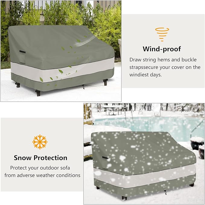 Outdoor Sofa Cover, Patio Loveseat Cover, 2-Seater Sofa Cover, Waterproof Heavy - Image 6