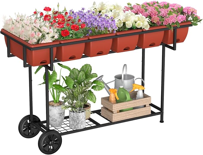 YBING Elevated Garden Bed with Wheels Outdoor 42x17x30in Elevated Raised by YBING
