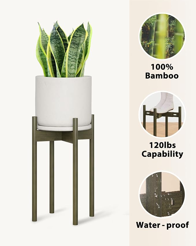 Adjustable Plant Stand Indoor, Bamboo Plant Stand Fits 8 9 10 11 12 Inches - Image 2