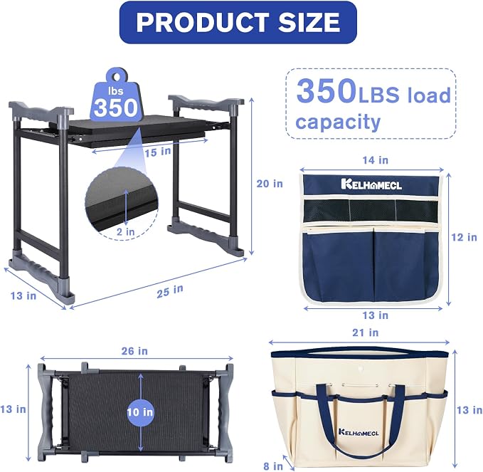 Garden Kneeler and Seat, Extra Wide Thick EVA Pad, Heavy Duty Foldable Garden - Image 2