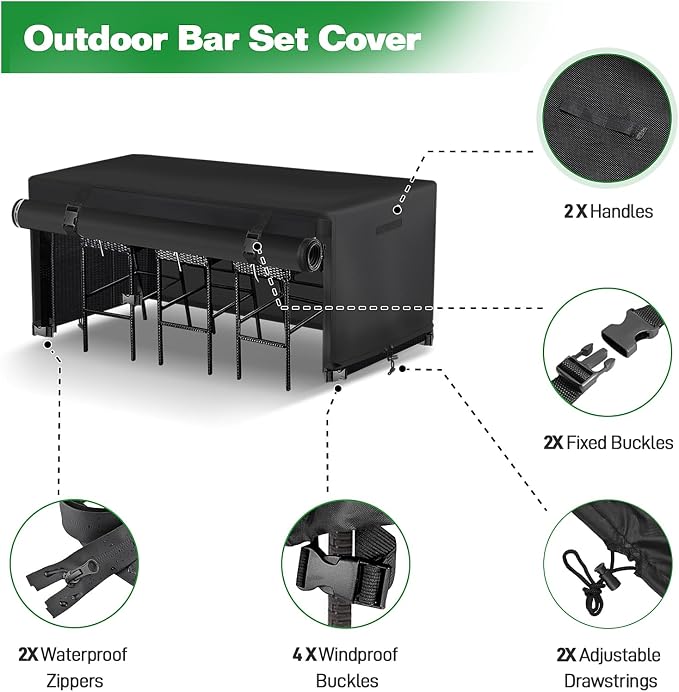 7 Piece Outdoor Bar Height Dining Set Cover - Image 6