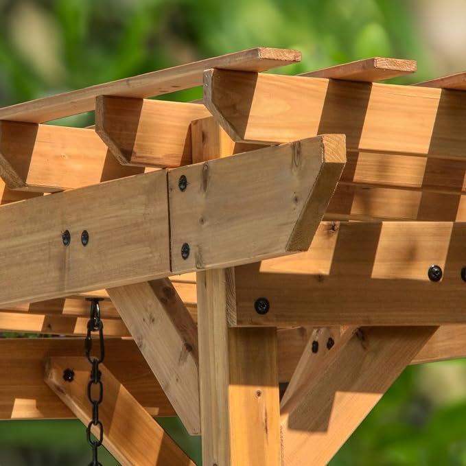 Backyard Discovery Callahan 8' x 5' Cedar Wood Outdoor Patio Pergola Swing Bench - Image 5