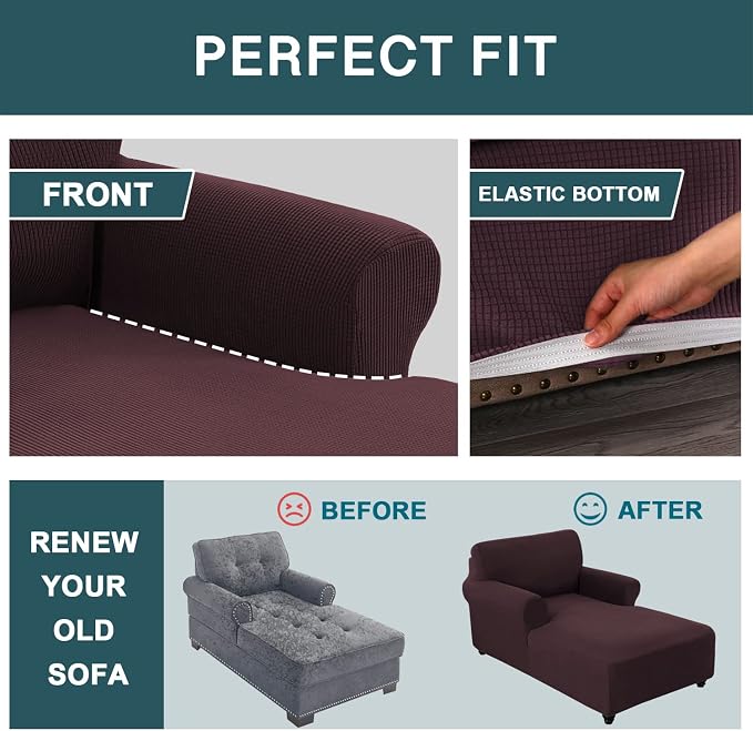 FantasDecor Chaise Lounge Cover Stretch Chair Lattice Slipcover - Image 6