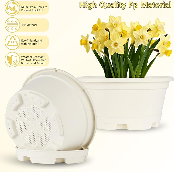 5 Packs 13 inch Plant Pot Modern Decorative Garden Pot - Image 2