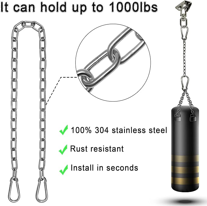 Hammock Hanging Kit with Swing Chain 39inch, 1000lbs Capacity Hanging Hooks - Image 6