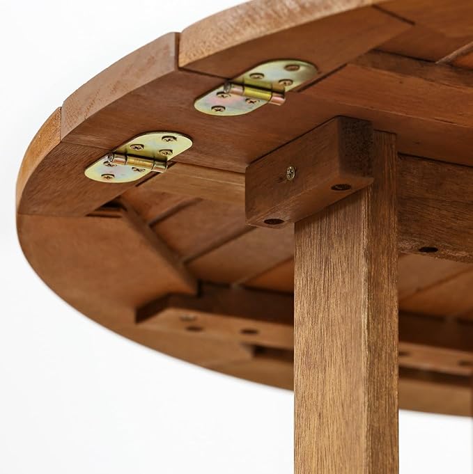 Furinno FG17035 Tioman Hardwood Patio Furniture Gateleg Round Table in Teak Oil - Image 5