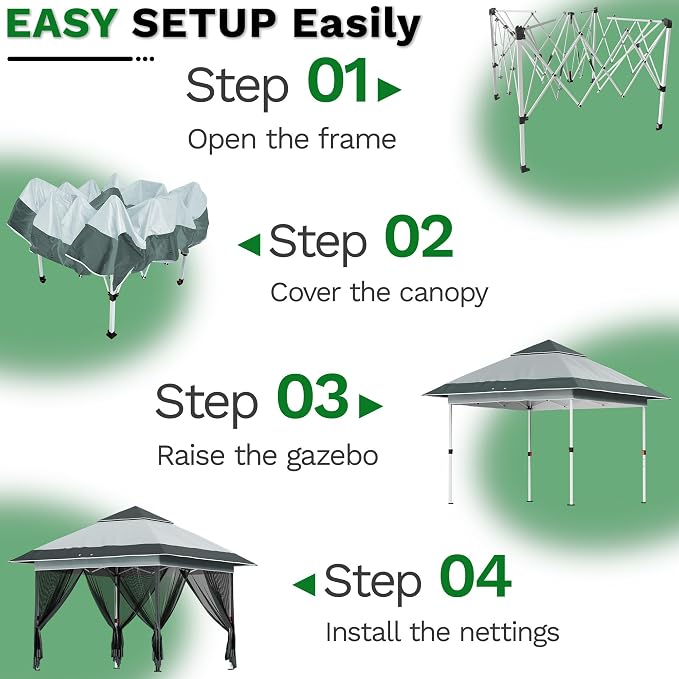Devoko 12x12 Pop Up Gazebo Canopy Tent - Image 8