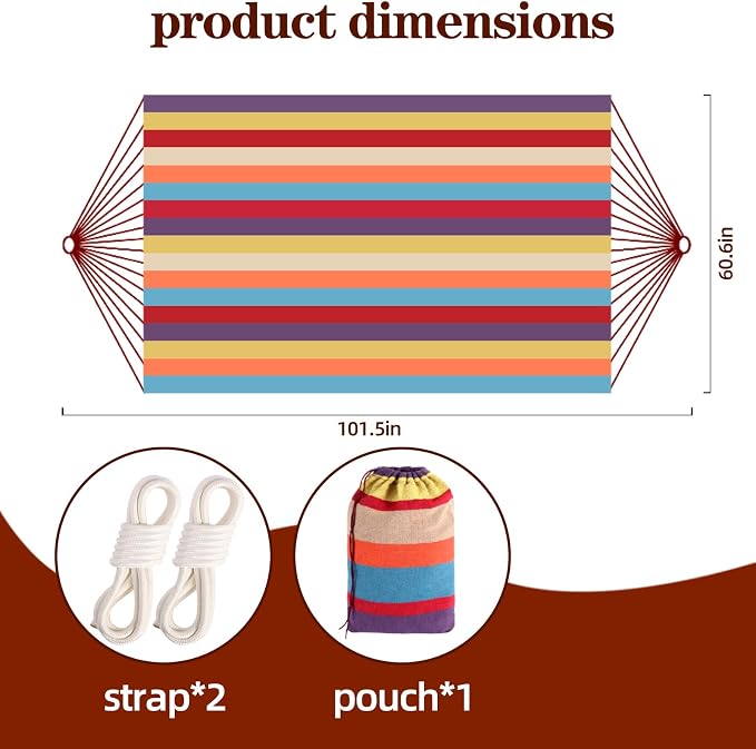 Camping Hammocks for Backyard Hanging Sturdy Garden Comfortable Fabric Hammock - Image 2