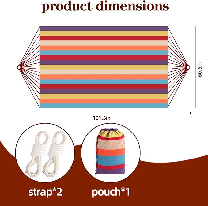 Camping Hammocks for Backyard Hanging Sturdy Garden Comfortable Fabric Hammock - Image 2