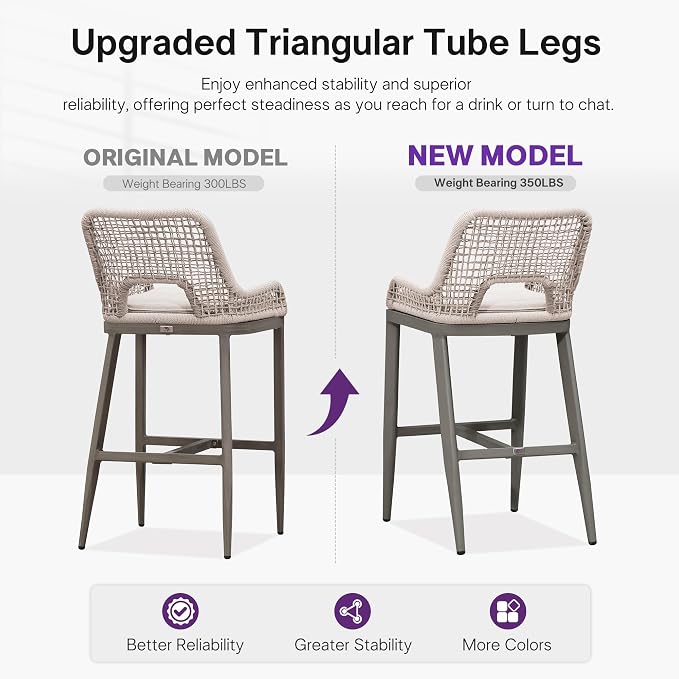 PURPLE LEAF Bar Stool 1 Piece Bar Height Metal Chair - Image 4