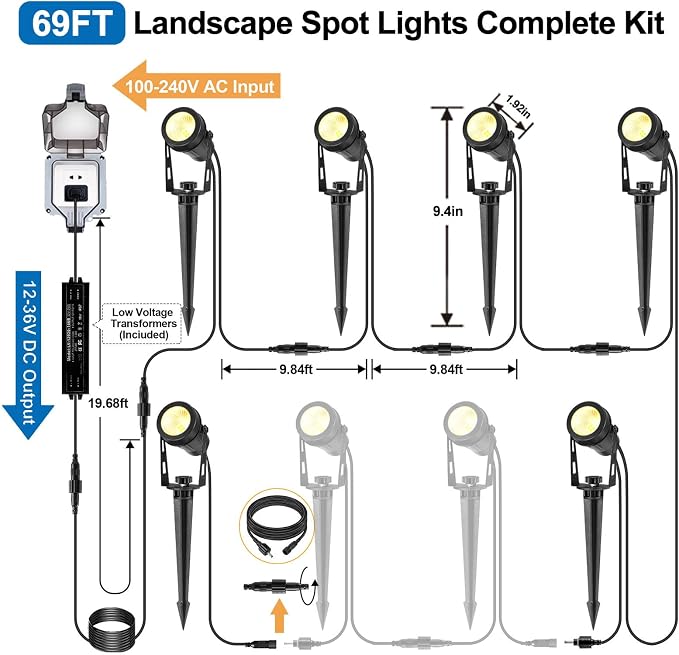 ALOVECO Low Voltage Landscape Lights, 6 Pack LED Spot Lights Outdoor - Image 7