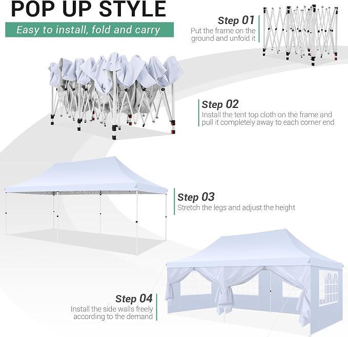 COBIZI Canopy 10x20 Pop Up Canopy Tent - Image 3