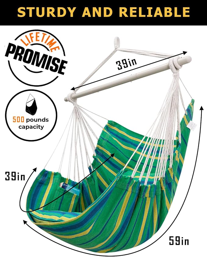 ADVOKAIR Hammock Chair Hanging Chair Swing Large Indoor - Image 5