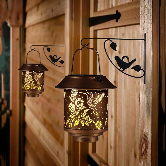 Hummingbird Solar Lantern Outdoor Hanging Sunflower Lights Gifts - Image 7