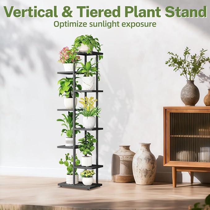 iDavosic.ly Plant Stand Indoor Outdoor, 7-Tier Tall Metal Flower Shelf - Image 6
