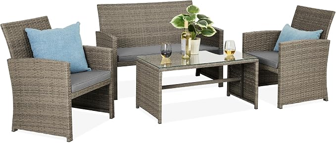 Best Choice Products 4-Piece Outdoor Wicker Patio Conversation Furniture Set by BestChoiceProducts