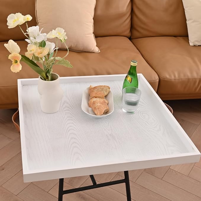 SwallowLiving 24 x 24 Inches Extra Large Square Wood Ottoman Tray - Image 2