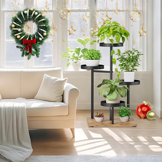 iDavosic.ly 4 Tier Plant Stand Indoor, Tiered Corner Flower Holder Shelf Outdoor - Image 2