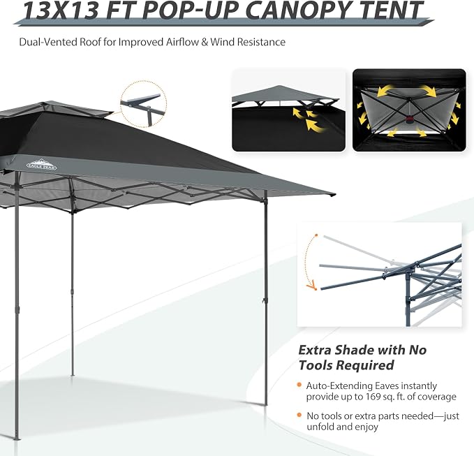 EAGLE PEAK 13x13 Straight Leg Pop Up Canopy Tent Instant Outdoor Canopy Easy - Image 7