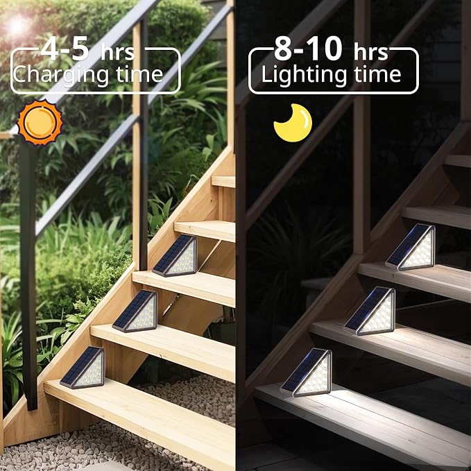 Brown Solar Step Light Outdoor Stair Lights, Deck Lights Outdoor Powered IP65 - Image 6