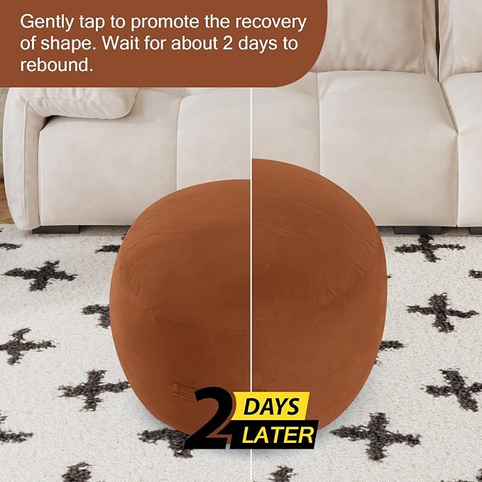 MeMoreCool Round Stuffed Pouf Ottoman Foot Rest, Floor Pouf Foot Stool - Image 7