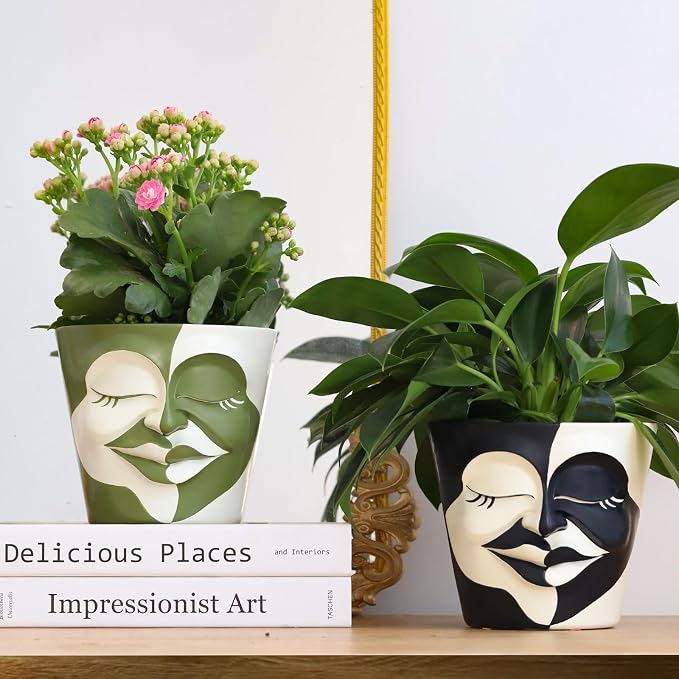 GUGUGO 8 Inch Abstract Rainbow Head Planter, Unique Face Plant Pot - Image 7