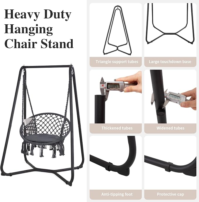 SUNCREAT Hammock Chair with Stand Included, Heavy Duty Hanging Chair with Stand - Image 4