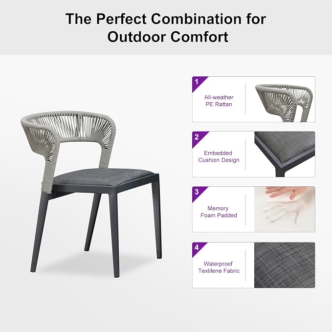 PURPLE LEAF 11 Pieces Outdoor Dining Set Patio Table and Chairs Set Aluminum - Image 2