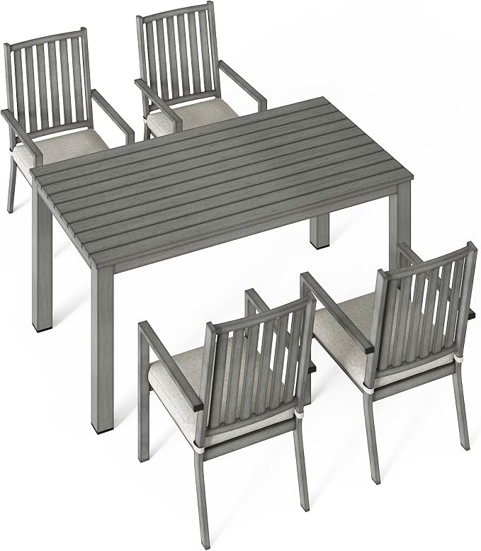 Wisteria Lane 5 Pieces Outdoor Dining Table Set, Aluminum Patio Table and - Image 5