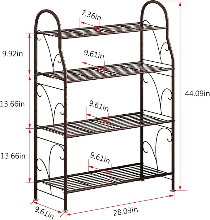 SORCEDAS Plant Stand Indoor Outdoor Plant Shelf 4 Tier Metal Corner Flower - Image 5