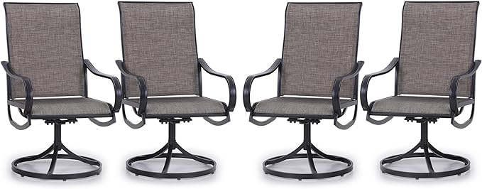 PHI VILLA Patio Swivel Dining Chairs Set of 4 Outdoor Metal Chair by PHIVILLAThepioneerofcomfortablehouseholdsupplies