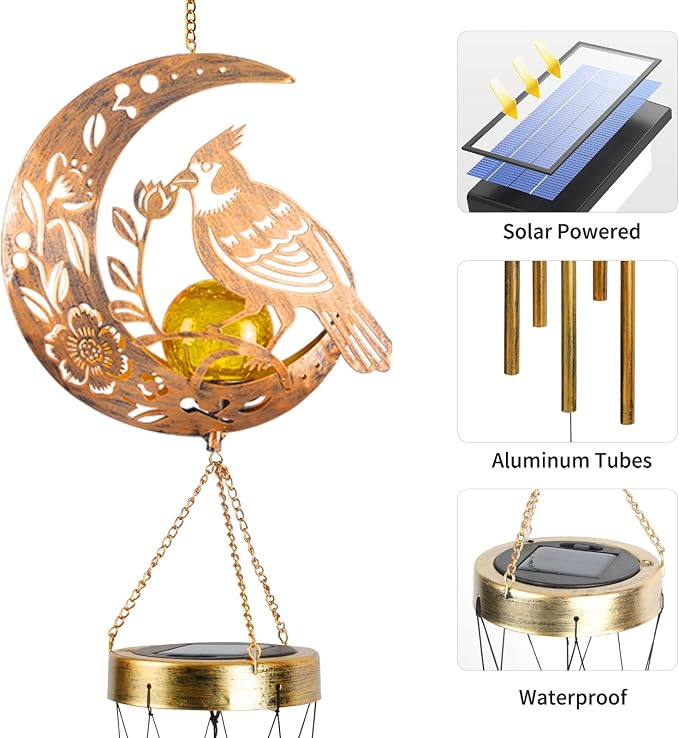 Moon Cardinal Wind Chime for Outside - Image 2