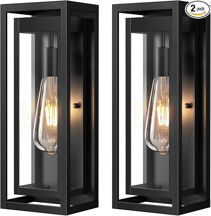 15" Large Outdoor Wall Lights, 2 Pack Matte Black Outdoor Sconces, Modern by Slypadan