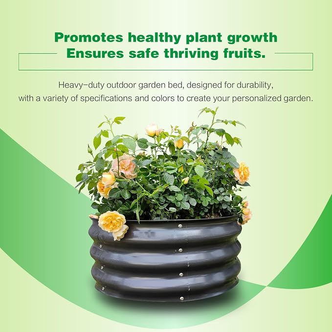 GARDMAX 2x2x1FT Galvanized Round Raised Garden Bed Kit, Metal Planter Boxes - Image 6