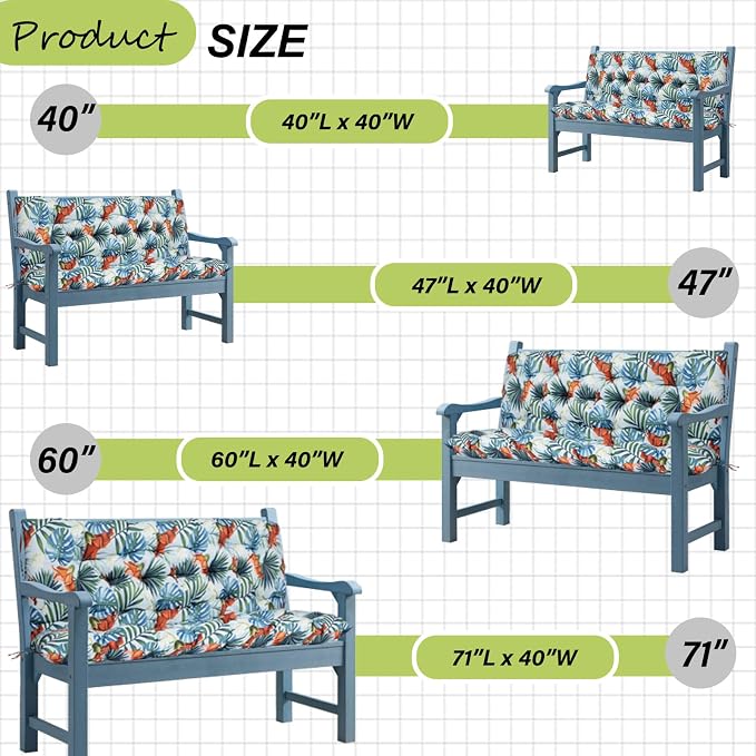 Waterproof Porch Swing Cushion Replacement, 2–3 Seat Swing Seat Cushion - Image 7