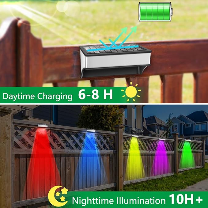 Solar Fence Lights Outdoor, 4 Pack Step Lights Solar Powered - Image 6